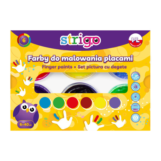 Strigo set vopsele lavabile pentru pictura cu degetele, 6 culori