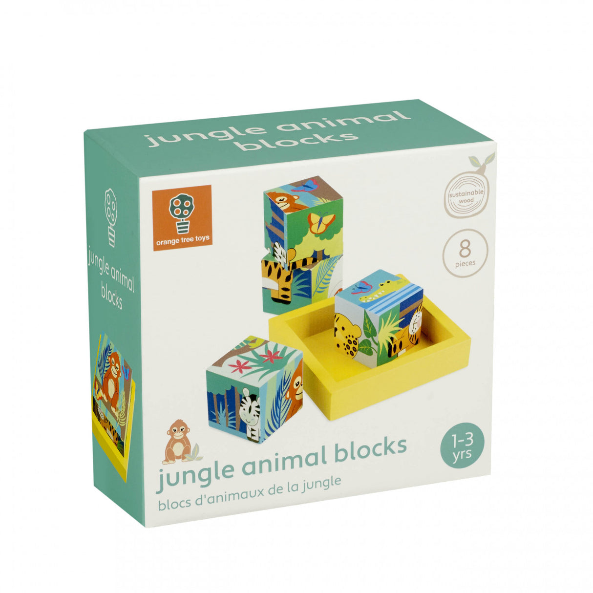 Cuburi cu animale din jungla, Orange Tree Toys, 1 - 3 ani