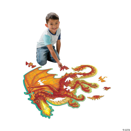 Puzzle de podea in forma de dragon, 55 piese, Peaceable Kingdom, + 5 ani