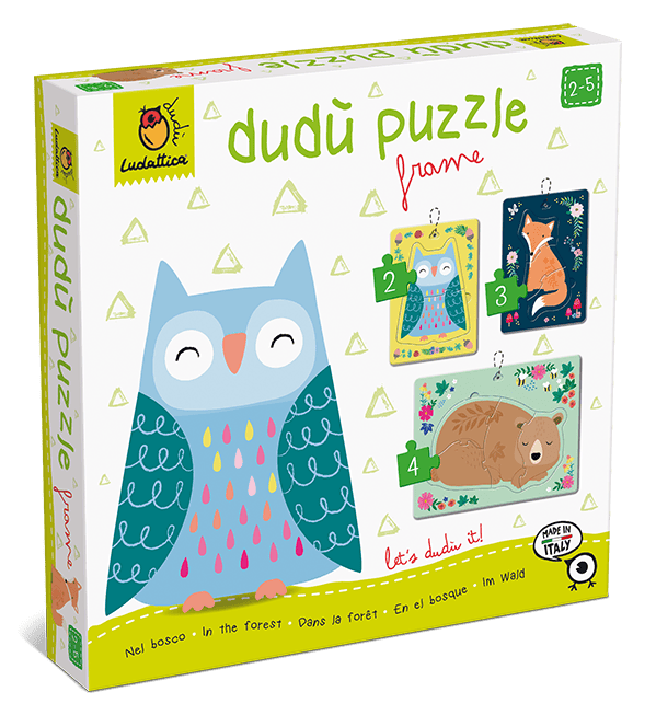 Dudu puzzle in rama 2-3-4 piese – Animale din padure, Ludattica,2-3 +