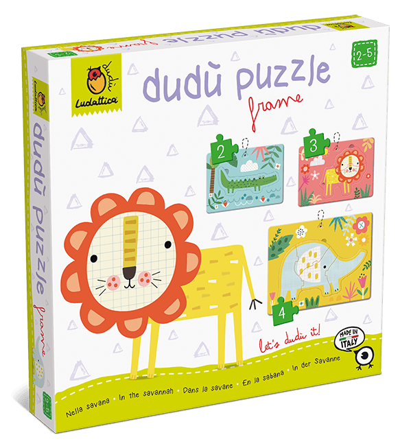 Dudu puzzle in rama 2-3-4 piese – Animale din safari, Ludattica,2-3 +