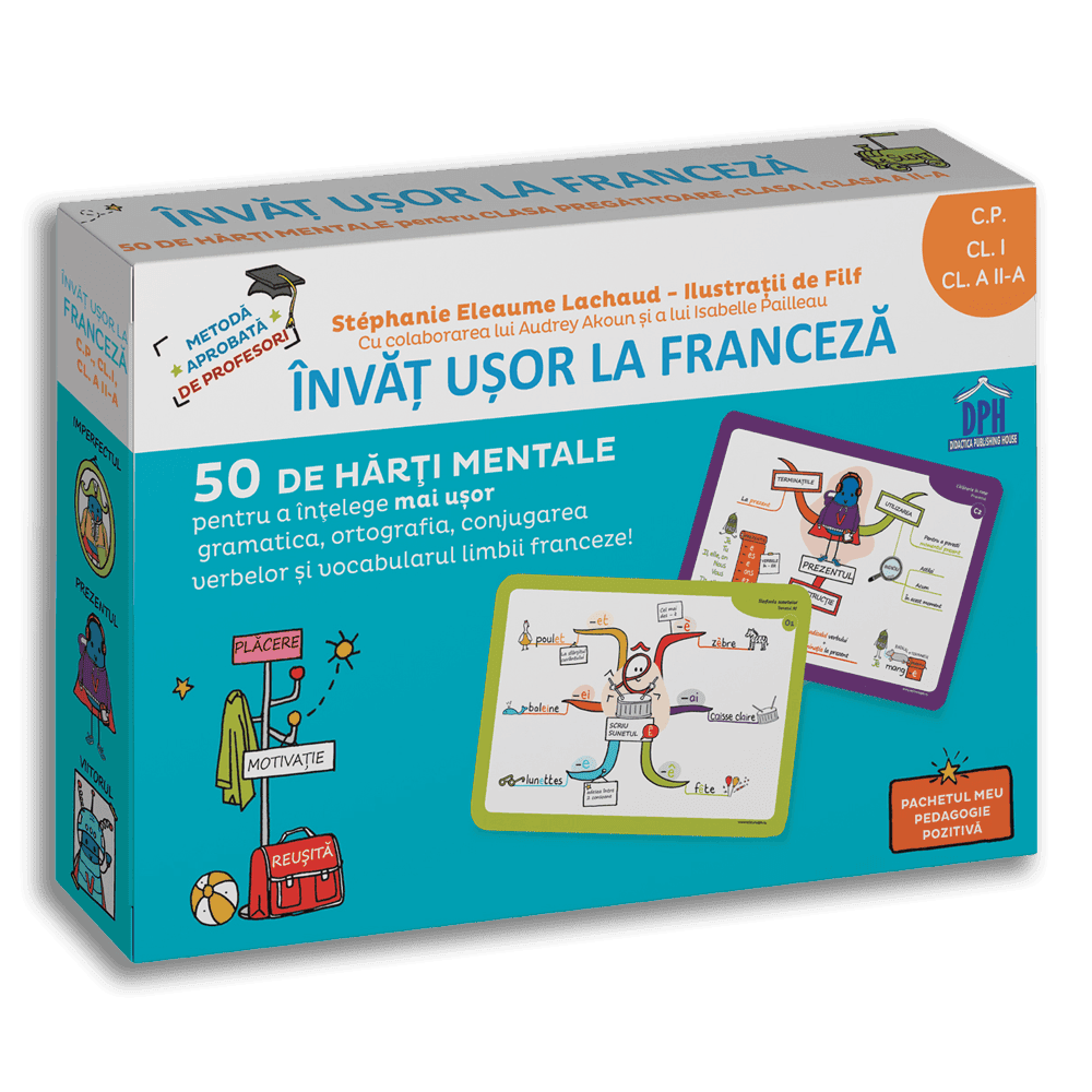 Invat usor la franceza: 50 de harti mentale - Volumul I - CP, Cls. I, a II-a, DPH, 6-7 ani +