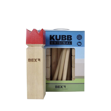 Joc Kubb Viking Original, din lemn de mesteacan de esenta tare, Rege rosu