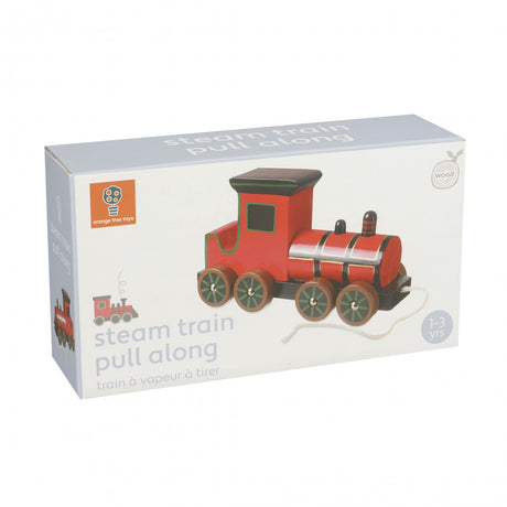 Jucarie de tras Locomotiva cu aburi, Orange Tree Toys